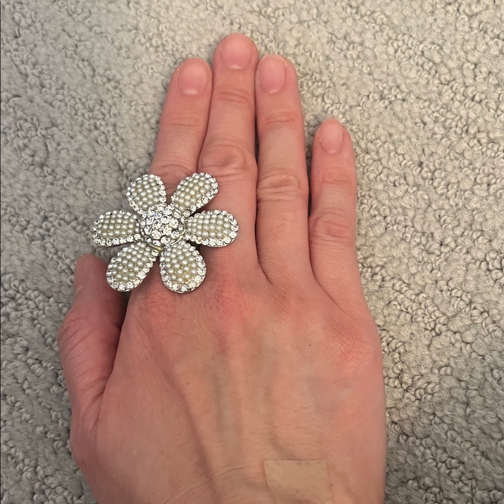 Elegant Silver Flower Ring (2 flower rings) for $10 total
